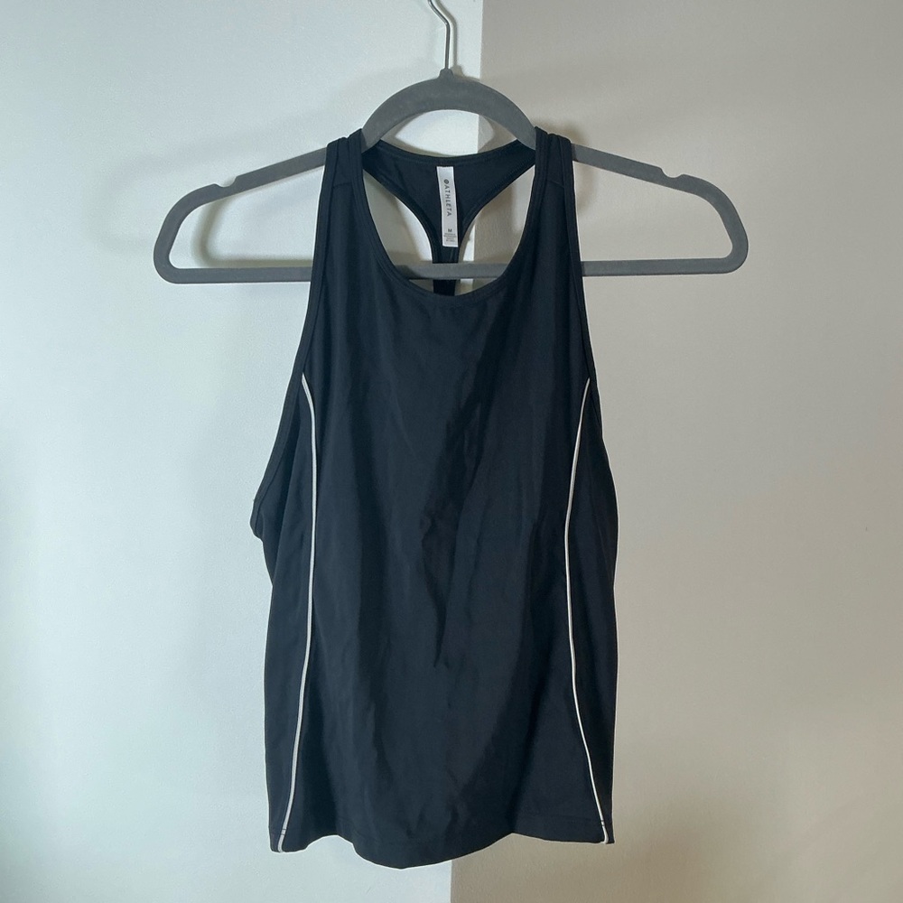 Athleta Black Racerback Crop Top Tank Top